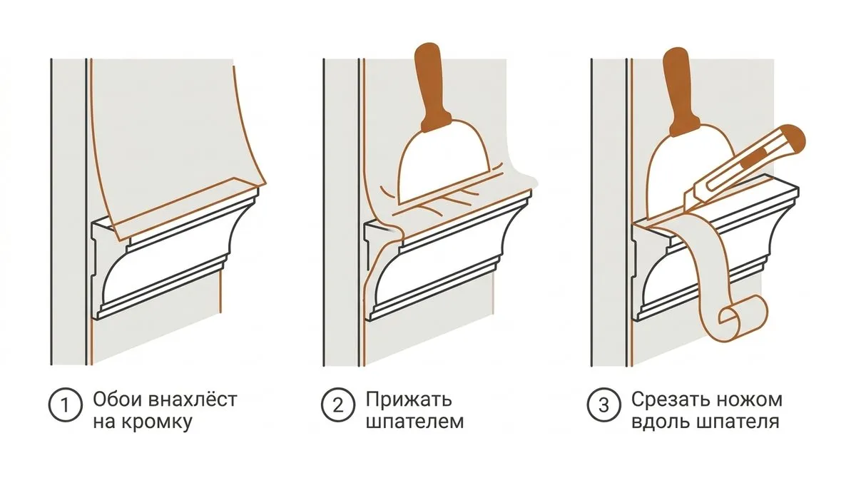 как подрезать обои к молдингу без щели как подрезать обои к молдингу без щели