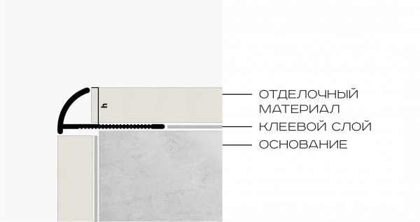 Профиль для плитки внешний 8мм (титан матовый)