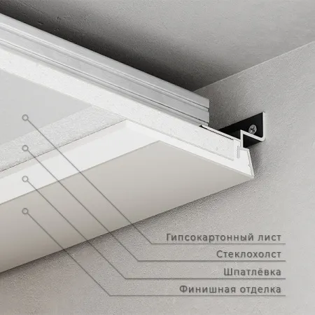 Теневой профиль для потолка ФЕСО из ГКЛ, 8 мм чёрный RAL 9005