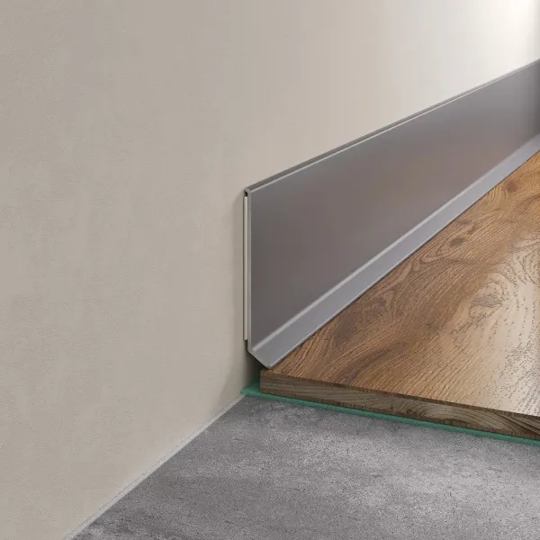 Плинтус алюминиевый LACONISTIQ Adhesive 60мм Серебристый анод. (60*10*2500мм)