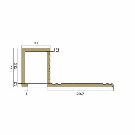 Профиль внешний P латунь P 10 мм х 12.5мм Neexy  (латунь полированная)