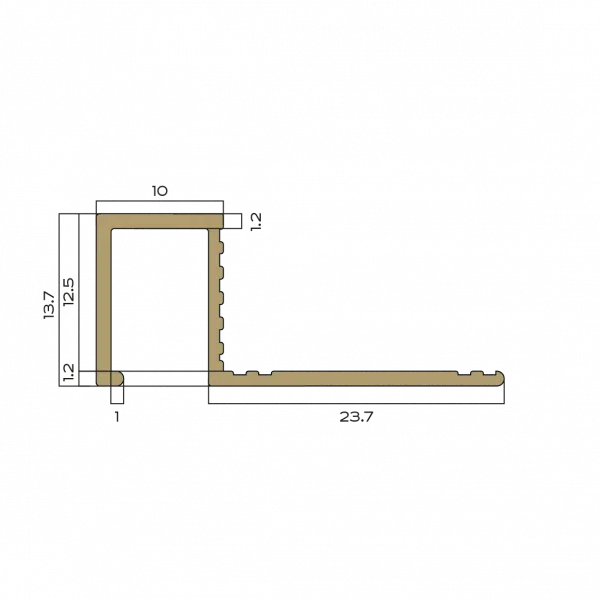Профиль внешний P латунь P 12,5x10 мм Neexy (латунь брашированная)