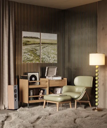 Комплект акуст.панелей, черный войлок, рейки ЭКОПОЛИМЕР шампань/2шт/600