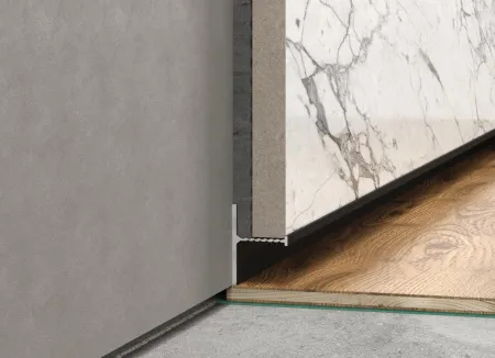 Теневой плинтус LACONISTIQ REVERSE 2.0 с кромкой 1.5мм., для панелей и керамогранита, Белый муар