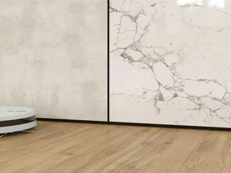 Теневой плинтус LACONISTIQ REVERSE 2.0 с кромкой 1.5мм., для панелей и керамогранита, Белый муар