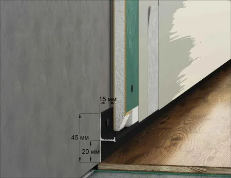 Теневой плинтус LACONISTIQ REGULAR 45 Чёрный муар