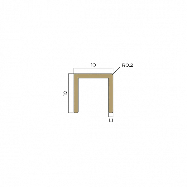 П- образный профиль латунь NEEXY 10 х 10 мм (латунь хромированная)