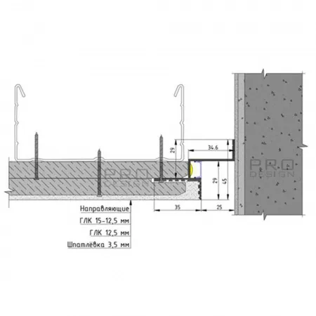 Парящий потолочный профиль Pro Design Gipps 602 Черный
