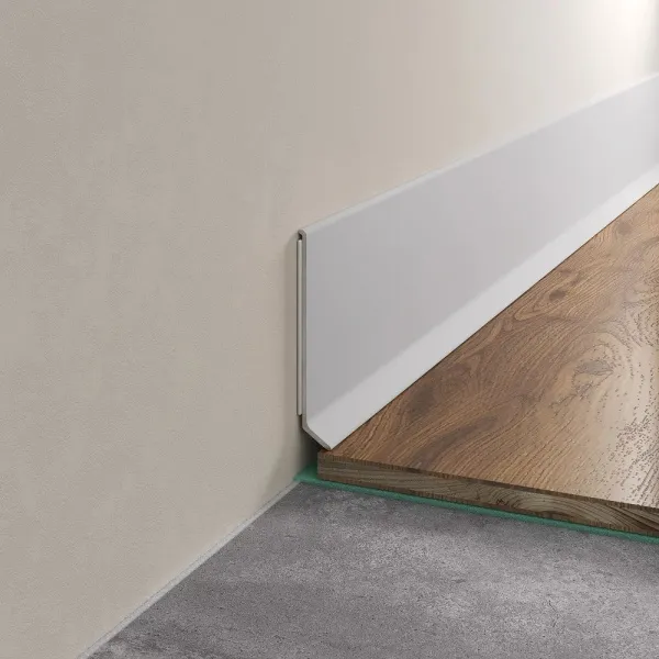 Плинтус алюминиевый LACONISTIQ Adhesive 60мм Белый матовый RAL9016. (60*10*2500мм)