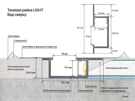 Теневая рейка LACONISTIQ Light Черная