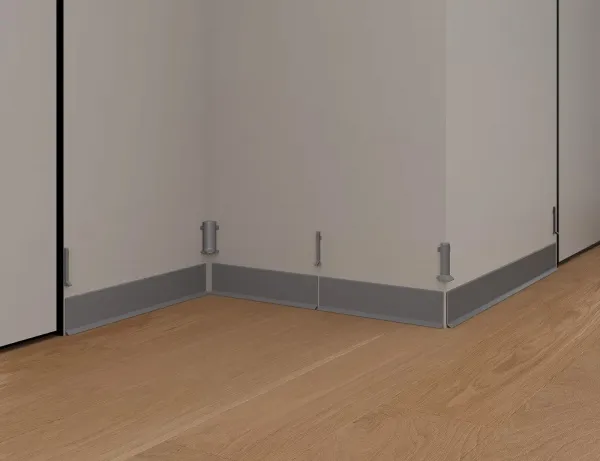 Плинтус алюминиевый LACONISTIQ Adhesive 60мм Серебристый анод. (60*10*2500мм)