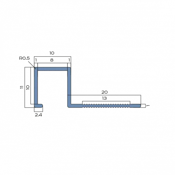 Профиль для плитки внешний P 10мм х 10мм (черный матовый)