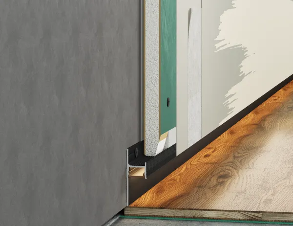 Теневой плинтус LACONISTIQ LIGHT 41 под подсветку  Чёрный