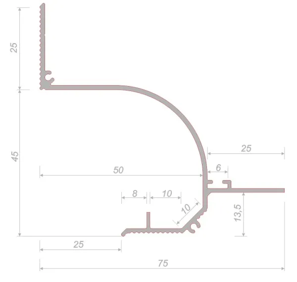 Потолочный теневой профиль D006 под покраску 