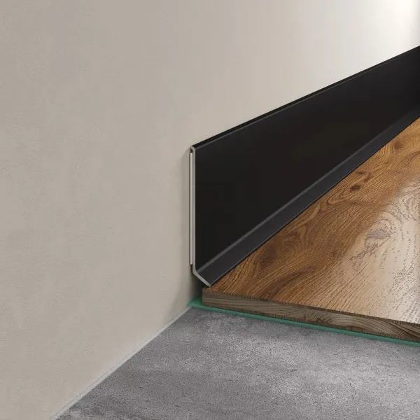 Плинтус алюминиевый LACONISTIQ Adhesive 62мм Черный матовый