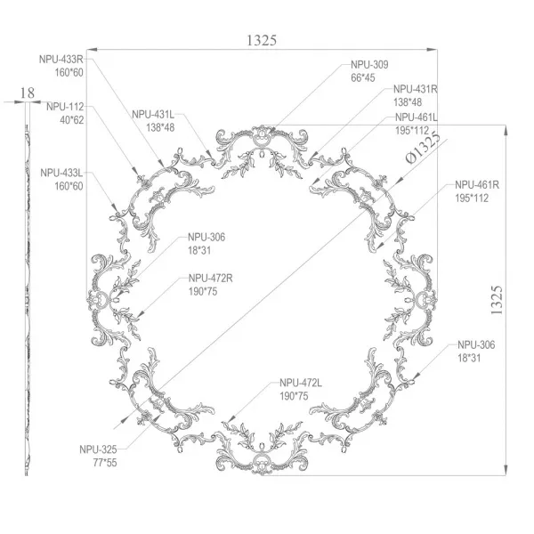 Розетка потолочная STAVROS CPU-068