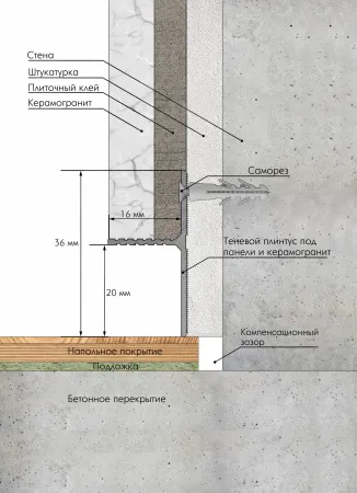 Теневой плинтус LACONISTIQ REVERSE 2.0 с кромкой 1.5мм., для панелей и керамогранита, Светлое золото