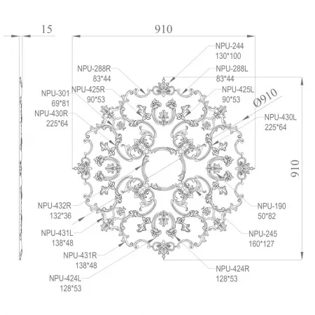 Розетка потолочная STAVROS CPU-069
