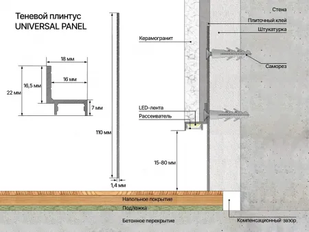 Профиль теневой регулируемый LACONISTIQ UNIVERSAL PANEL 
