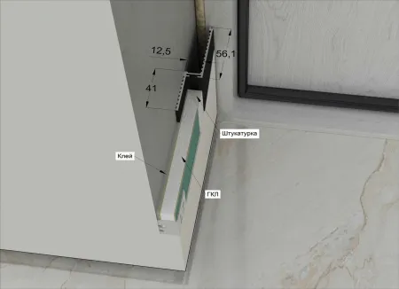 Теневая рейка micro 3М (скрытый наличник) Laconistiq Черный муар