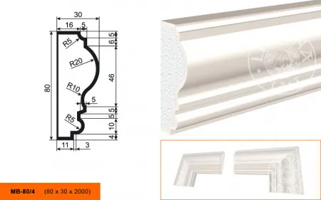 Фасадный молдинг LEPNINAPLAST МВ-80/4