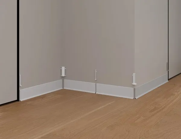 Плинтус алюминиевый LACONISTIQ Adhesive 60мм Белый матовый RAL9016. (60*10*2500мм)