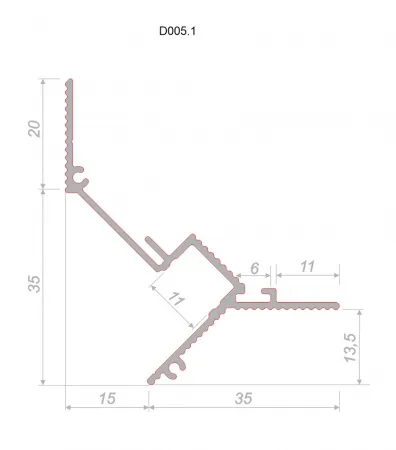 Потолочный теневой профиль D005 под покраску 
