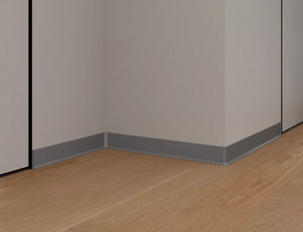 Плинтус алюминиевый LACONISTIQ Adhesive 80мм Серебристый анод. (80*10*2500мм)