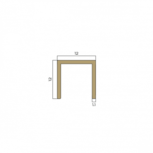 П- образный профиль латунь NEEXY 12x12 мм (антик медь светлая)
